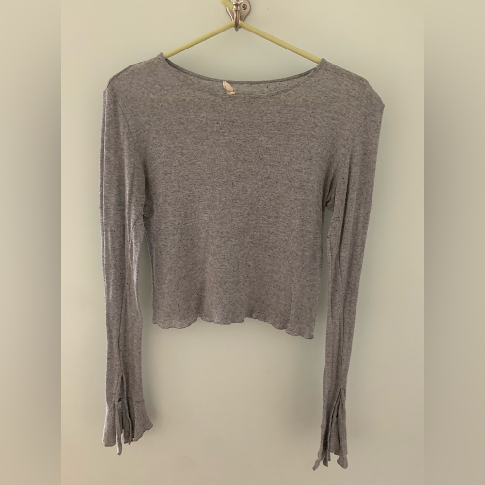 Zara Ribbed Cropped Flare long Sleeve top